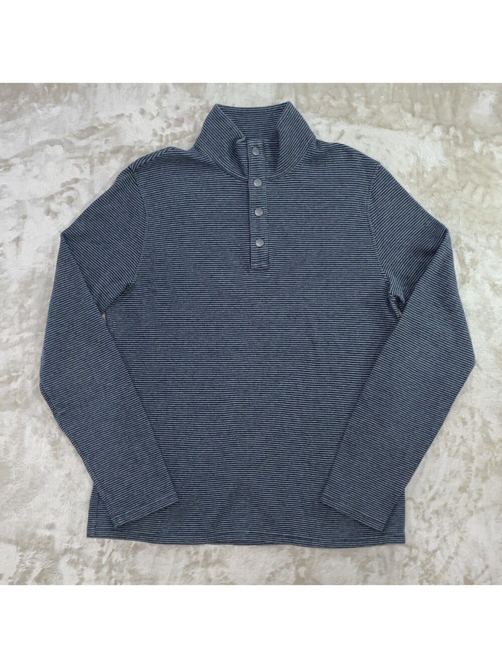 Michael Kors Gray Stripe Men's Snap Button Quarter Pullover Sweater Large - EUC
